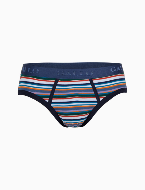 Men's white cotton briefs with multicoloured stripes - Underwear | Gallo 1927 - Official Online Shop