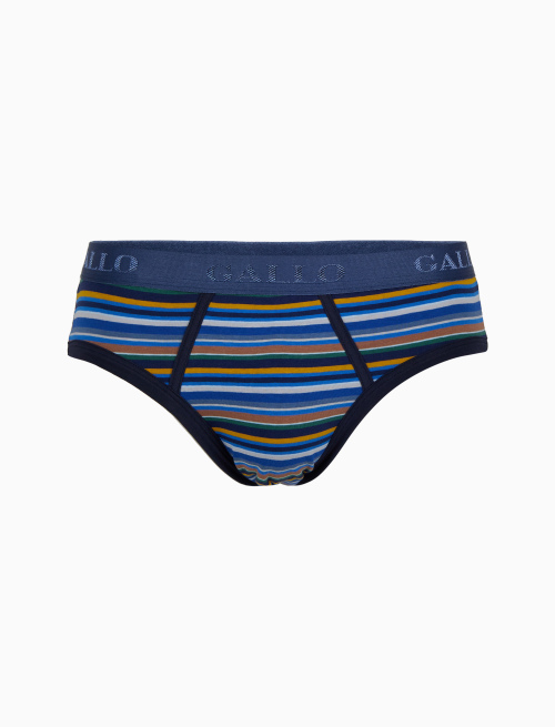 Men's blue cotton briefs with multicoloured stripes - Underwear | Gallo 1927 - Official Online Shop