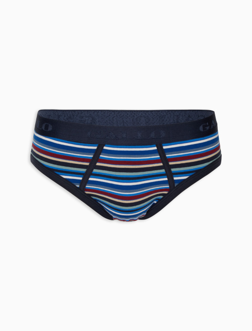 Men's royal blue cotton briefs with multicoloured stripes - Underwear and Beachwear | Gallo 1927 - Official Online Shop