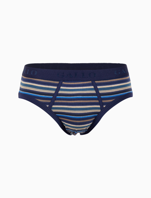 Men's blue cotton briefs with multicoloured stripes - Underwear | Gallo 1927 - Official Online Shop