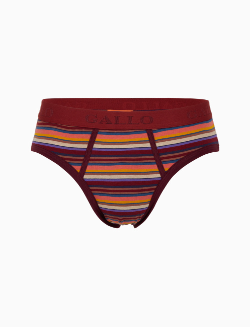 Men's burgundy cotton briefs with multicoloured stripes - Underwear | Gallo 1927 - Official Online Shop