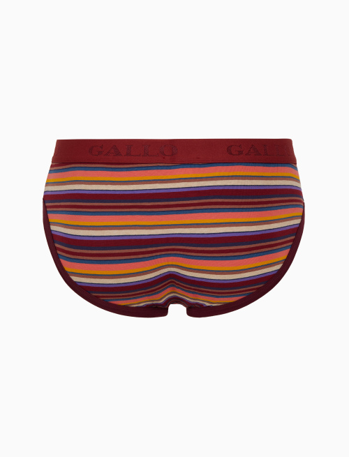 Men's burgundy cotton briefs with multicoloured stripes - Underwear | Gallo 1927 - Official Online Shop
