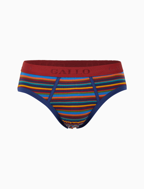 Men's blue cotton briefs with multicoloured stripes - Underwear | Gallo 1927 - Official Online Shop