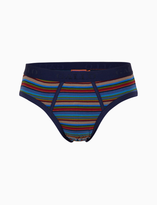 Men's blue cotton briefs with multicoloured stripes - Underwear | Gallo 1927 - Official Online Shop