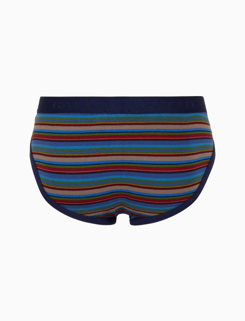 Men's blue cotton briefs with multicoloured stripes - Underwear | Gallo 1927 - Official Online Shop