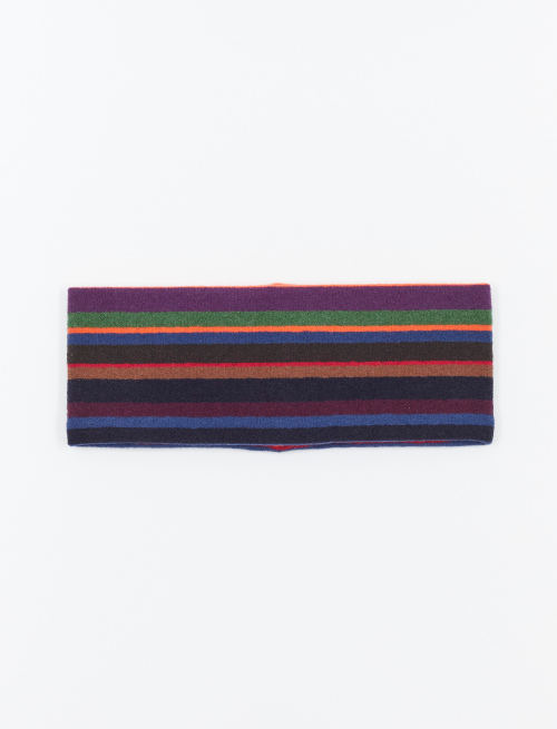 Royal blue fleece band for women with multicoloured stripes - Hats | Gallo 1927 - Official Online Shop