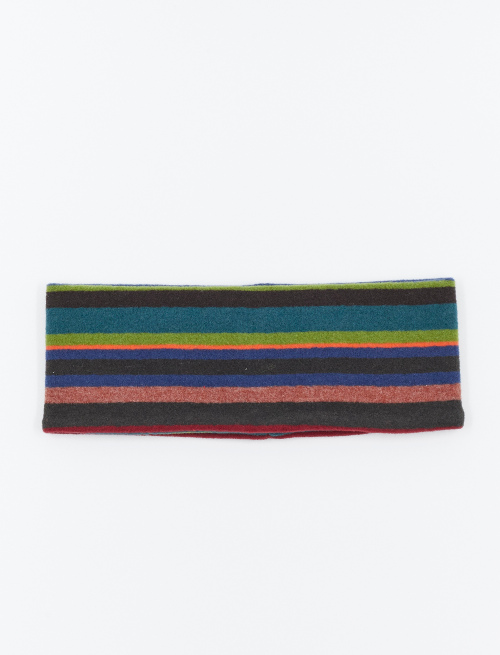 Forest green fleece band for women with multicoloured stripes - Hats | Gallo 1927 - Official Online Shop