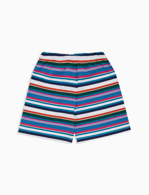 Kids' white cotton shorts with multicoloured stripes - Multicolor | Gallo 1927 - Official Online Shop