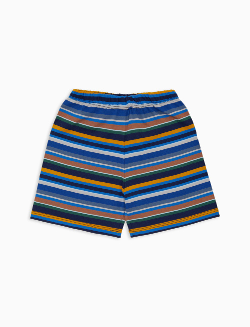 Kids' blue cotton shorts with multicoloured stripes - Clothing | Gallo 1927 - Official Online Shop