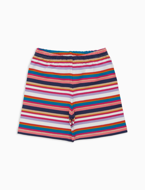 Pantaloncino corto bambino cotone righe multicolor bianco - Abbigliamento Bambina | Gallo 1927 - Official Online Shop