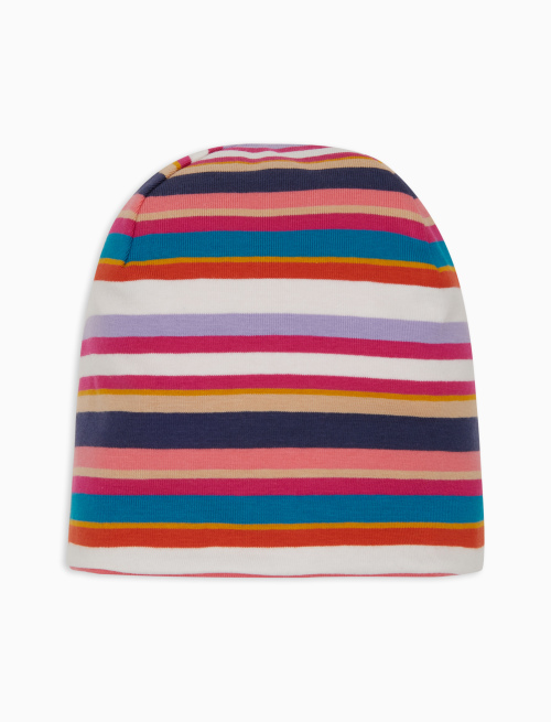 Calotta bambino cotone righe multicolor e tinta unita bianco - Accessori | Gallo 1927 - Official Online Shop