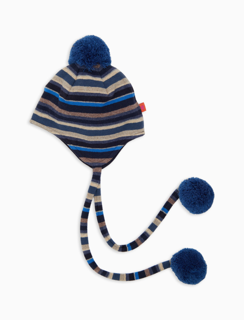 Berretto aviatore bambino pile blu righe multicolor | Gallo 1927 - Official Online Shop