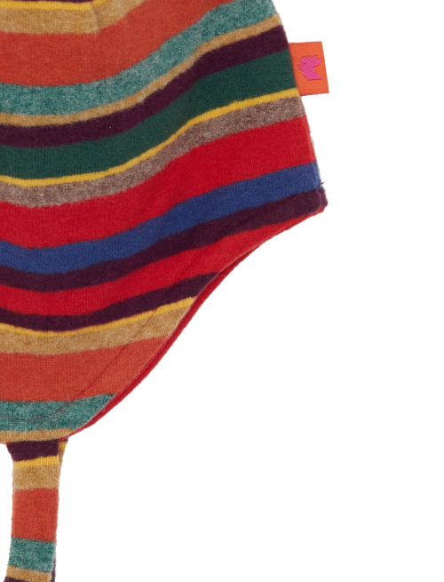 Kids' red fleece aviator hat with multicoloured stripes - Black Friday Kids | Gallo 1927 - Official Online Shop