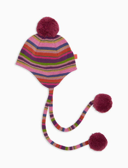 Kids' purple fleece aviator hat with multicoloured stripes - Black Friday Kids | Gallo 1927 - Official Online Shop