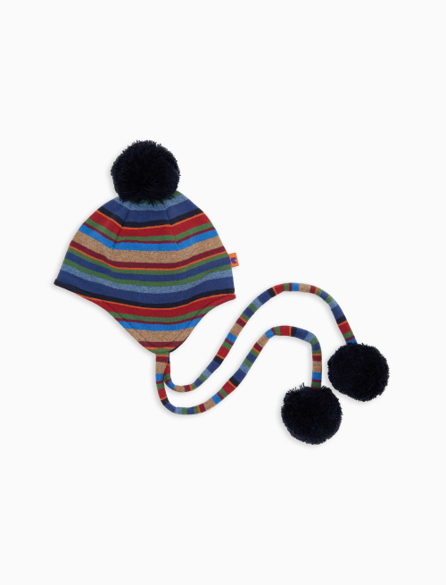 Berretto aviatore bambino pile blu righe multicolor - Multicolor | Gallo 1927 - Official Online Shop