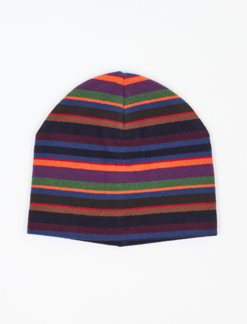 Kids' royal blue fleece beanie with multicoloured stripes | Gallo 1927 - Official Online Shop