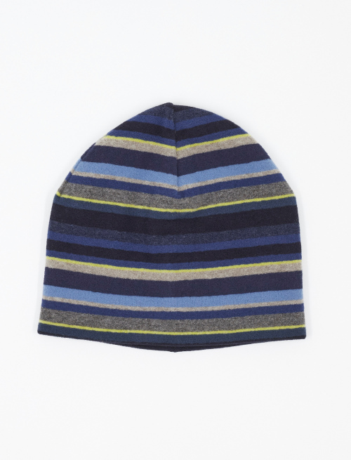 Kids' blue fleece beanie with multicoloured stripes - Lifestyle | Gallo 1927 - Official Online Shop