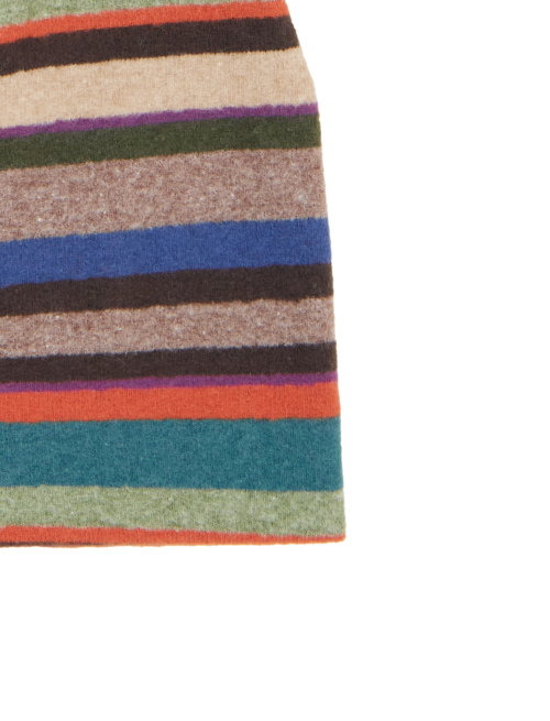 Kids' beige fleece beanie with multicoloured stripes - Accessori | Gallo 1927 - Official Online Shop