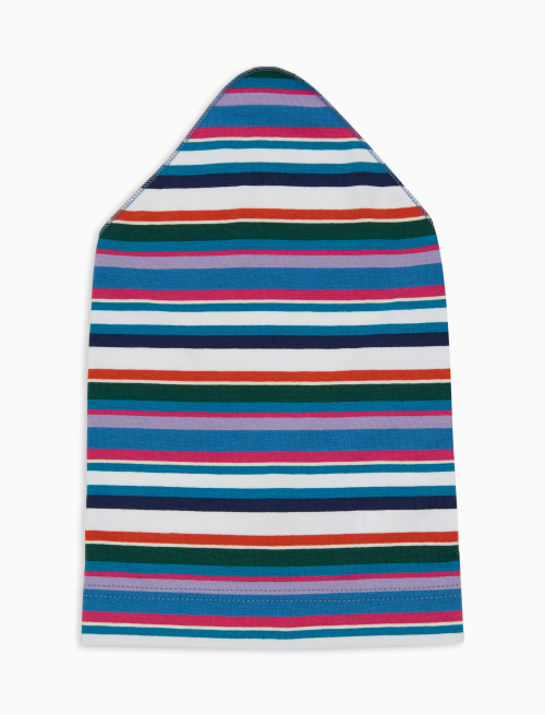Kids' white cotton scarf with multicoloured stripes - Hats | Gallo 1927 - Official Online Shop