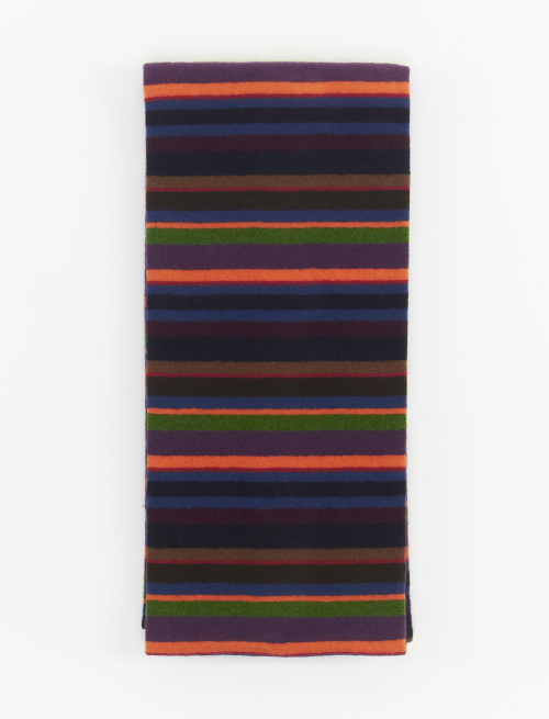 Kids' royal blue fleece scarf with multicoloured stripes - Accessories | Gallo 1927 - Official Online Shop