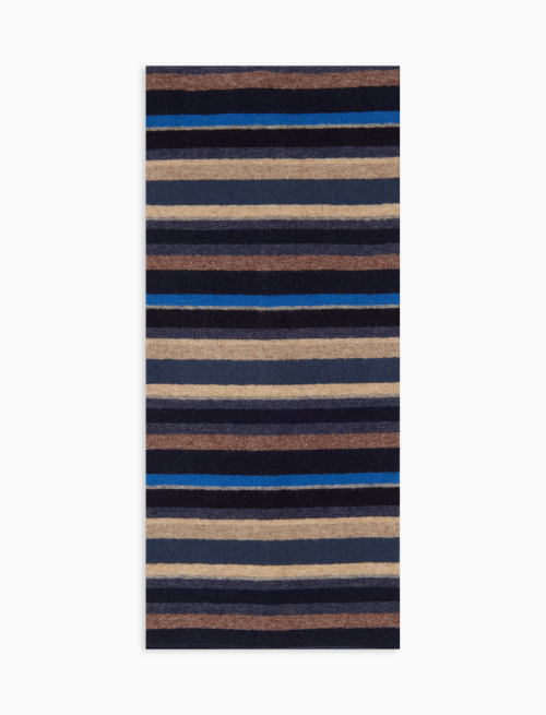 Kids' blue fleece scarf with multicoloured stripes - Accessories | Gallo 1927 - Official Online Shop