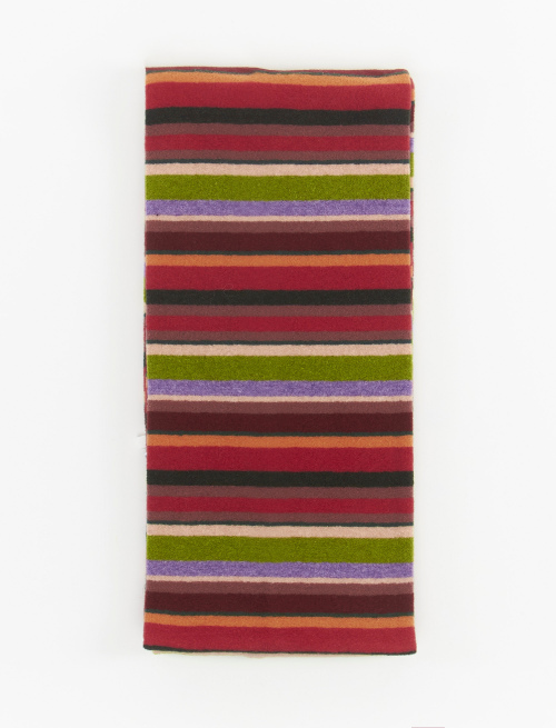 Kids' carmine red fleece scarf with multicoloured stripes - Lifestyle | Gallo 1927 - Official Online Shop