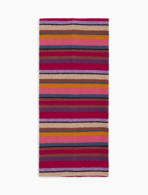 Kids' burgundy fleece scarf with multicoloured stripes - Accessori | Gallo 1927 - Official Online Shop
