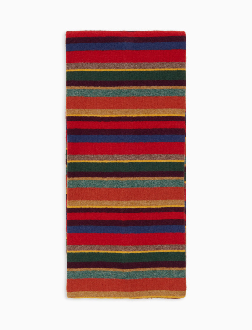 Kids' red fleece scarf with multicoloured stripes - Accessories | Gallo 1927 - Official Online Shop