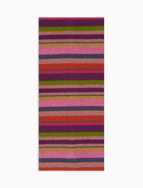 Kids' purple fleece scarf with multicoloured stripes - Accessories | Gallo 1927 - Official Online Shop