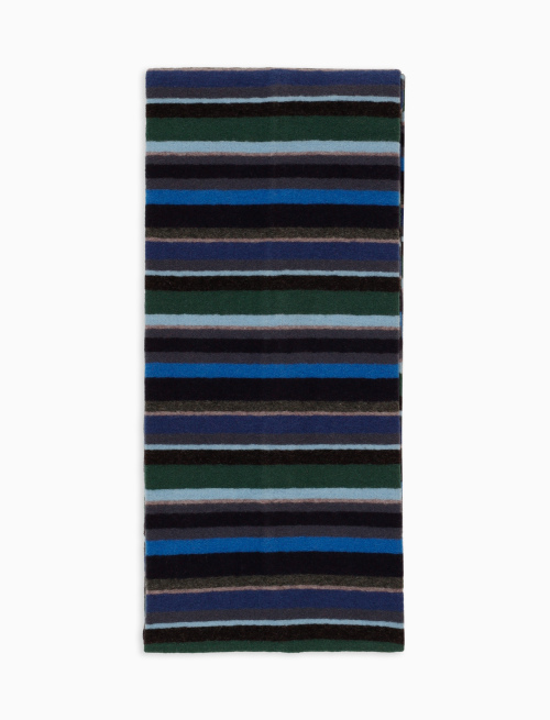 Kids' blue fleece scarf with multicoloured stripes - Scarves | Gallo 1927 - Official Online Shop