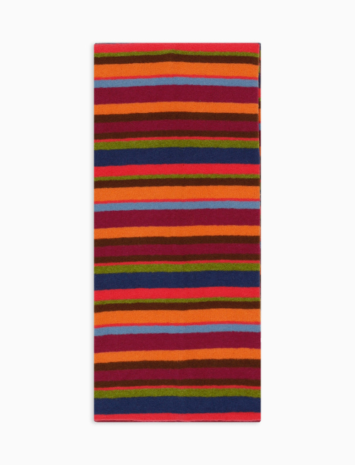 Kids' fuchsia fleece scarf with multicoloured stripes - Scarves | Gallo 1927 - Official Online Shop