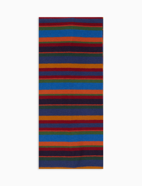 Kids' blue fleece scarf with multicoloured stripes - Accessories | Gallo 1927 - Official Online Shop