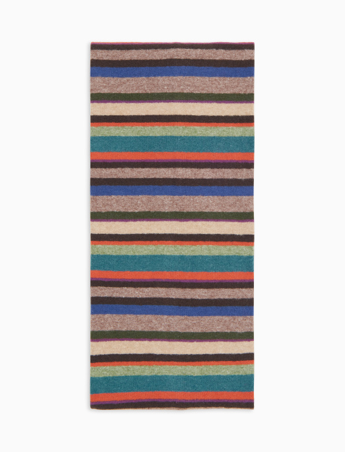 Kids' beige fleece scarf with multicoloured stripes - Accessori | Gallo 1927 - Official Online Shop