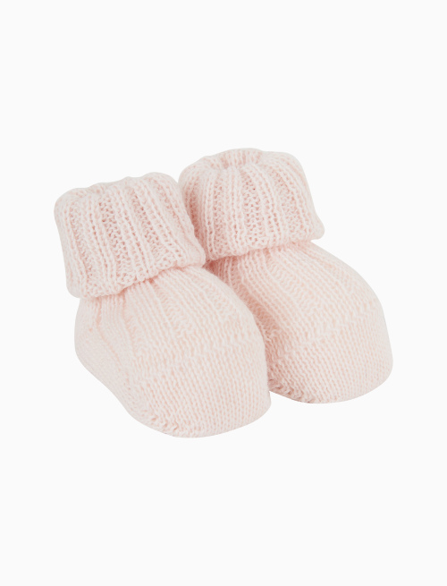 Babbucce bambino lana rosa tinta unita a coste - The essentials | Gallo 1927 - Official Online Shop
