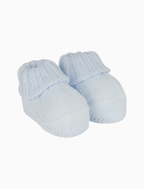 Kids' ribbed plain light blue cotton booty socks - Booties | Gallo 1927 - Official Online Shop