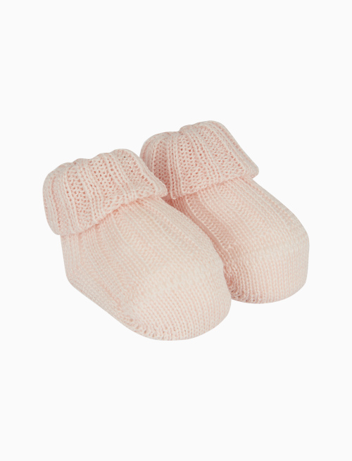 Babbucce bambino cotone a coste tinta unita rosa - Saldi | Gallo 1927 - Official Online Shop