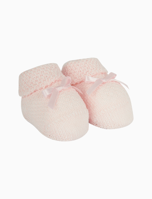 Kids' plain pink rice-stitched cotton booty socks - Booties | Gallo 1927 - Official Online Shop