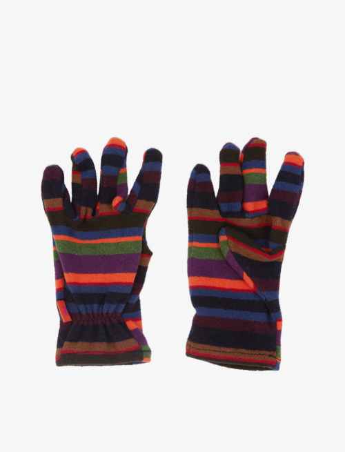Kids' royal blue fleece gloves with multicoloured stripes - Accessories | Gallo 1927 - Official Online Shop