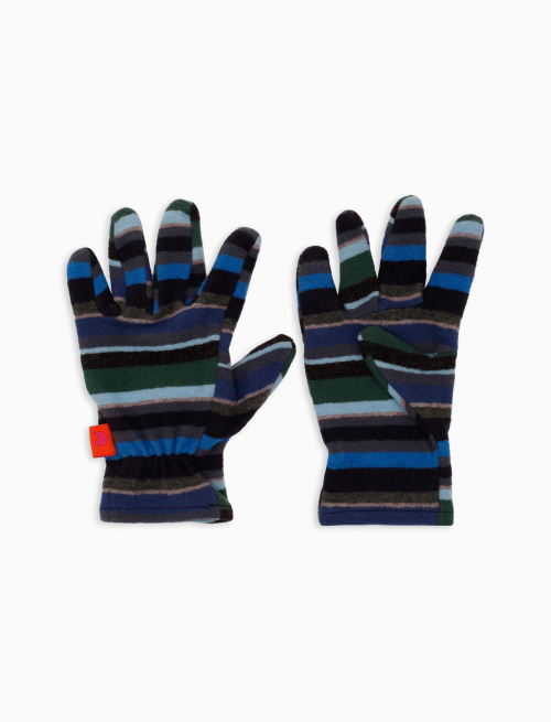 Kids' blue fleece gloves with multicoloured stripes - Accessories | Gallo 1927 - Official Online Shop