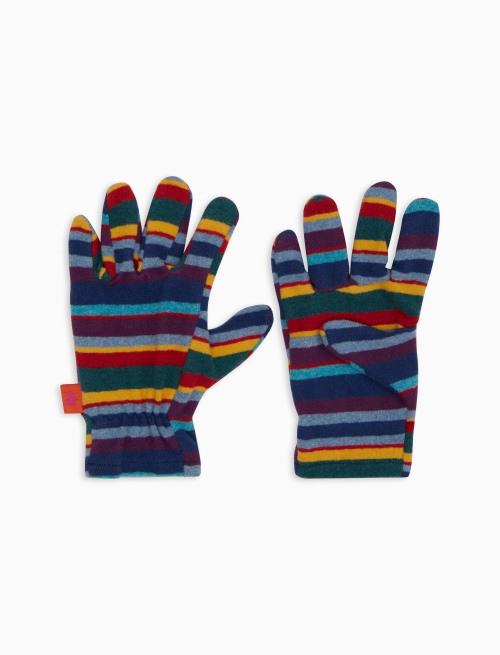 Kids' blue fleece gloves with multicoloured stripes - Other | Gallo 1927 - Official Online Shop