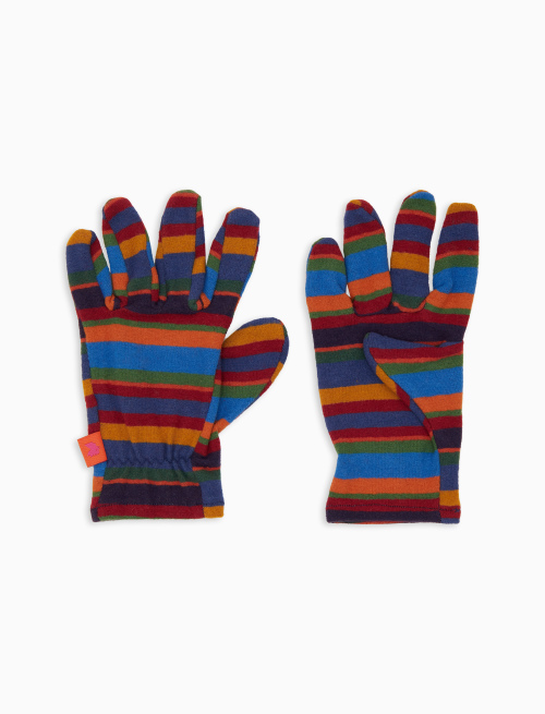 Kids' blue fleece gloves with multicoloured stripes - Black Friday Kids | Gallo 1927 - Official Online Shop