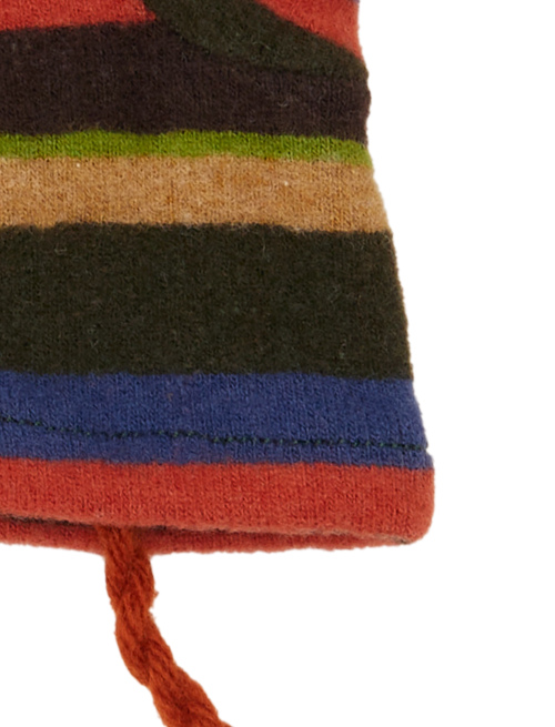 Kids' green fleece mittens with multicoloured stripes - Other | Gallo 1927 - Official Online Shop