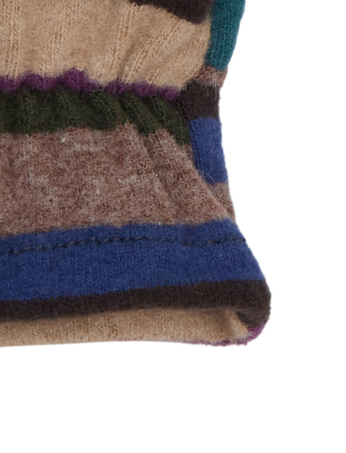Kids' beige fleece mittens with multicoloured stripes - Accessori | Gallo 1927 - Official Online Shop