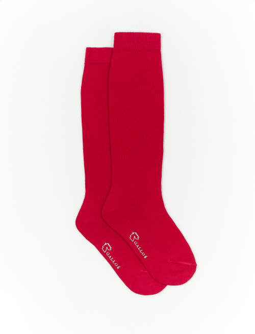 Kids' long plain ruby red cotton socks - Kid | Gallo 1927 - Official Online Shop