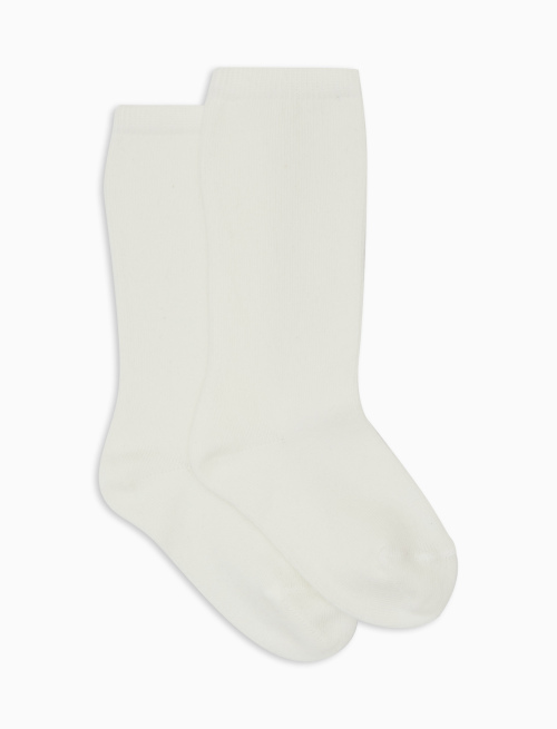 Kids' long plain latte cotton socks | Gallo 1927 - Official Online Shop