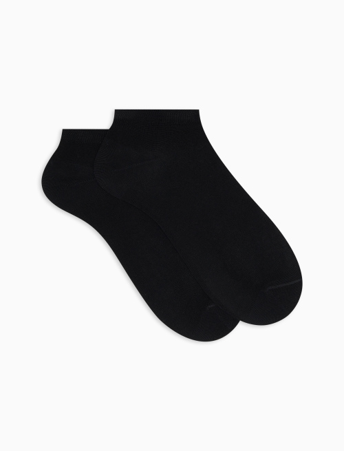 Men's plain black cotton ankle socks | Gallo 1927 - Official Online Shop