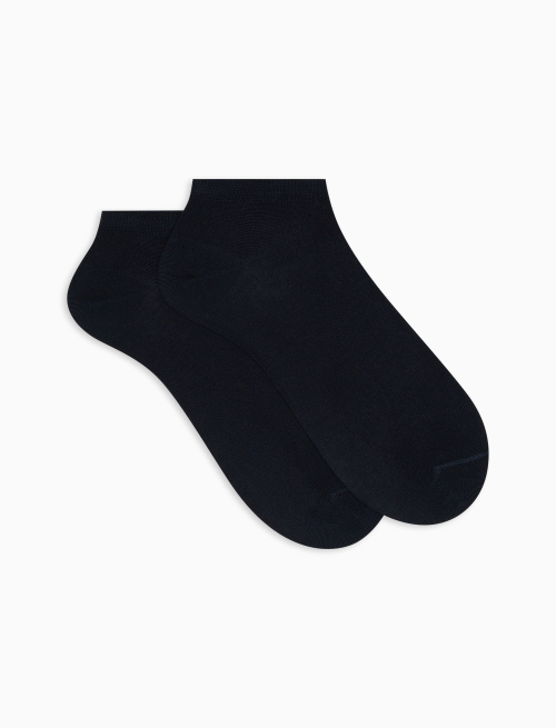 Men's plain blue cotton ankle socks - Invisible | Gallo 1927 - Official Online Shop