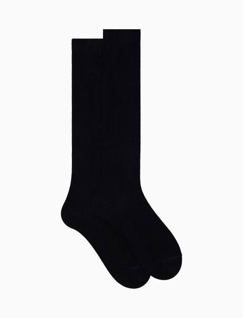 Men's long plain blue cotton socks - TEST | Gallo 1927 - Official Online Shop