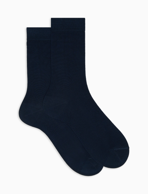Men's short plain blue cotton socks - Short | Gallo 1927 - Official Online Shop