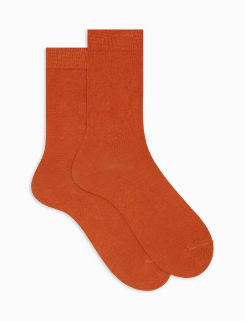 Men's short plain orange cotton socks - Short | Gallo 1927 - Official Online Shop